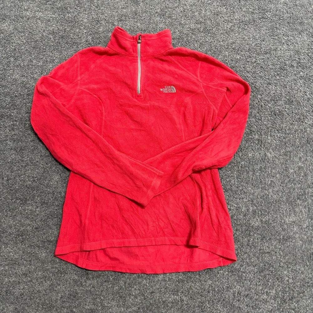 The North Face Pullover Womens Size S Red TKA 100 Fleece Quarter Zip Mock Neck